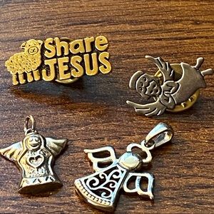Lot of 4 children religious Christian Jesus Angels pins and pendants